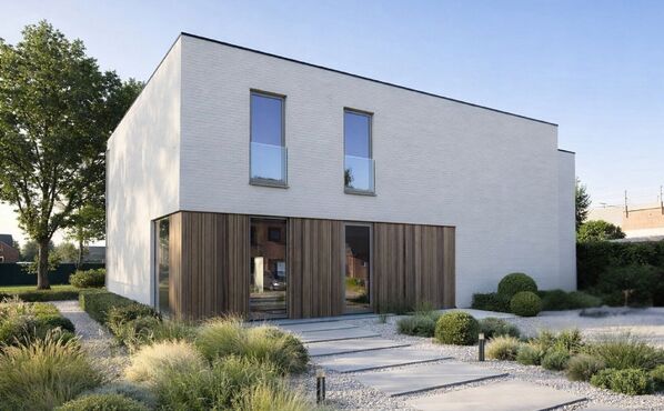 Voor degenen die een voorkeur hebben voor een hedendaags exterieur, biedt lot 8 in Hof ter Laak de perfecte samensmelting van architecturale stijlen uit het verleden en het heden. Met een royaal perceel van 4 are en een bruto bewoonbare oppervlakte van 14